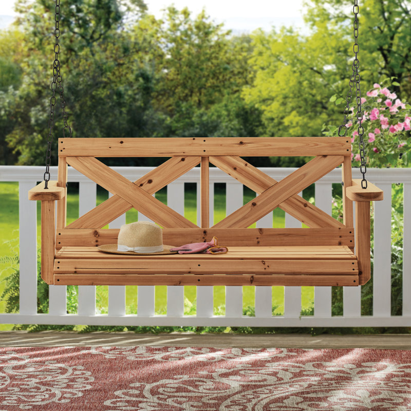 Backyard Discovery Cedar Wood Farmhouse Outdoor Porch Swing Bench