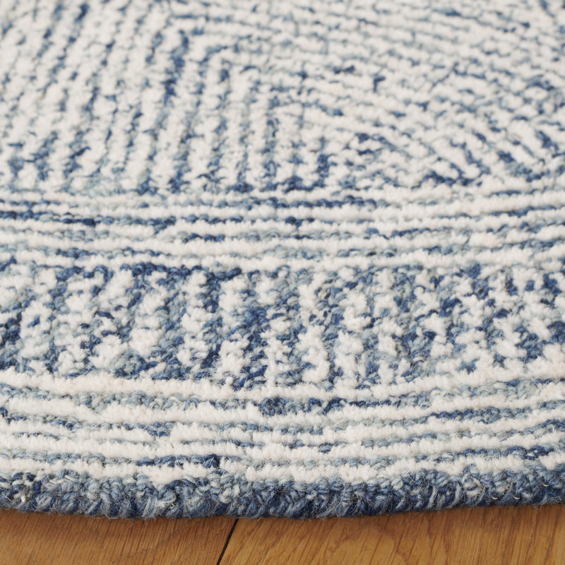 Cole Hand Tufted Wool Rug, Round 6', Ivory/Navy