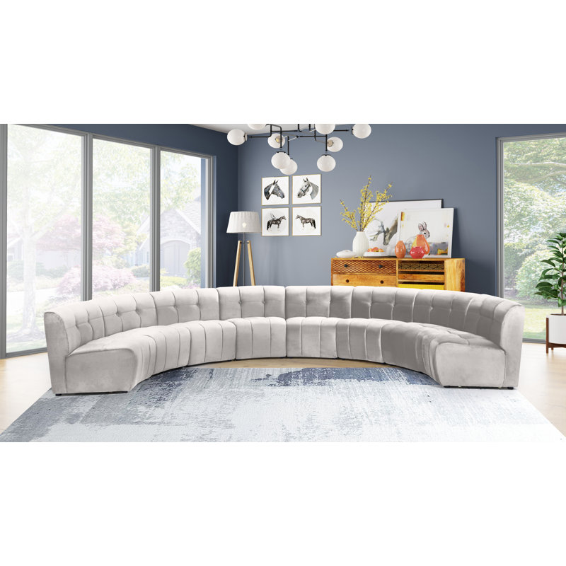 Jedson Velvet Sectional Symmetrical, Cream Velvet