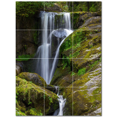 Murale en céramique satinée 4,25 po x 4,25 po Waterfalls Photo