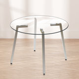 Allisandra Round Unfinished Glass Top Metal Base Dining Table