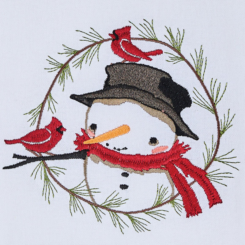  Ensemble de 2 torchons bonhomme de neige et couronne de pin, Bonhomme de neige et couronne de pin
