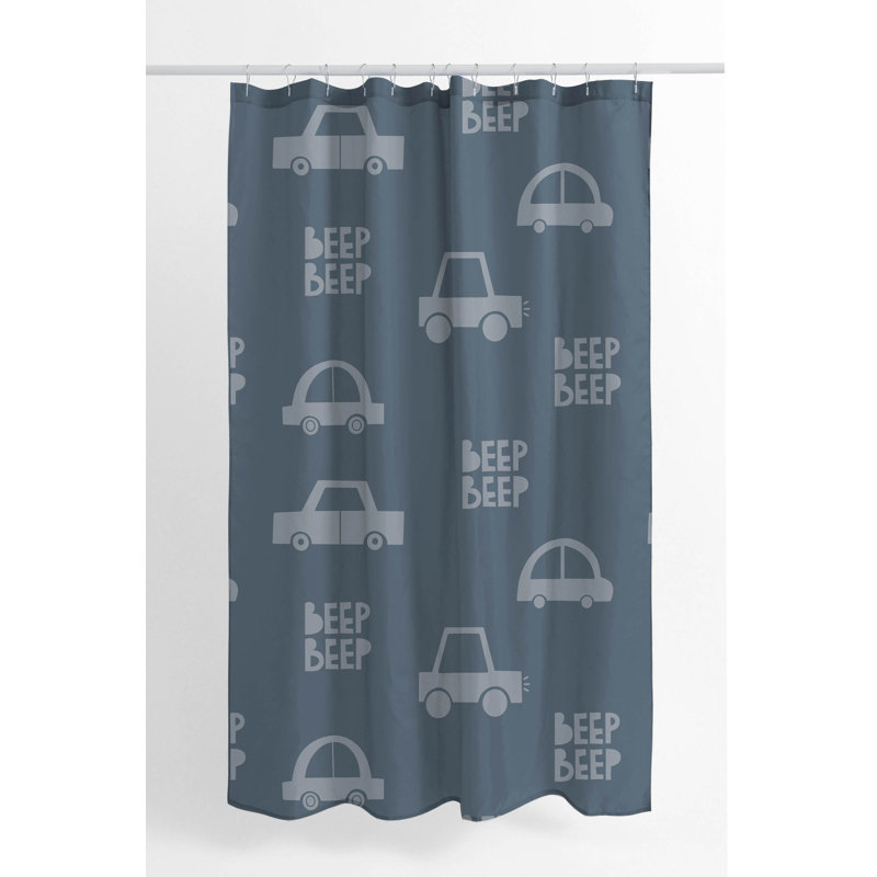Beep Match Ultra-Thin Lightweight Shower Curtain, Blue/Ivory