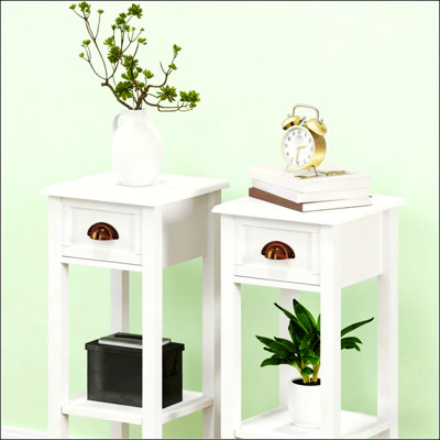 Ensemble de tables d'appoint à 2 niveaux avec tiroir et tablette pour un rangement amélioré et un décor de salon élégant