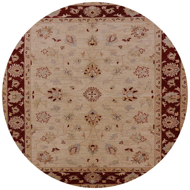 Tapis oriental brun Boutant, Rond 5 pi