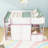 Full Size Loft House Bed with Ladder and Cabinet-1159125355