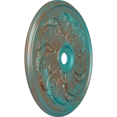 Endurathane Sellek Ceiling Medallion, 42 1/8"OD x 1 7/8"P (Fits Canopies up to 9"), Hand-Painted Copper Green Patina Finish