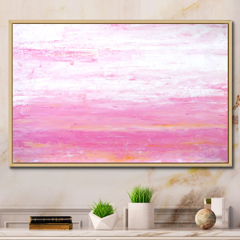 «Pink and Orange Abstract Art II», reproduction d'art sur toile, H 8 po x l 12 po, Toile avec cadre flottant, Naturel