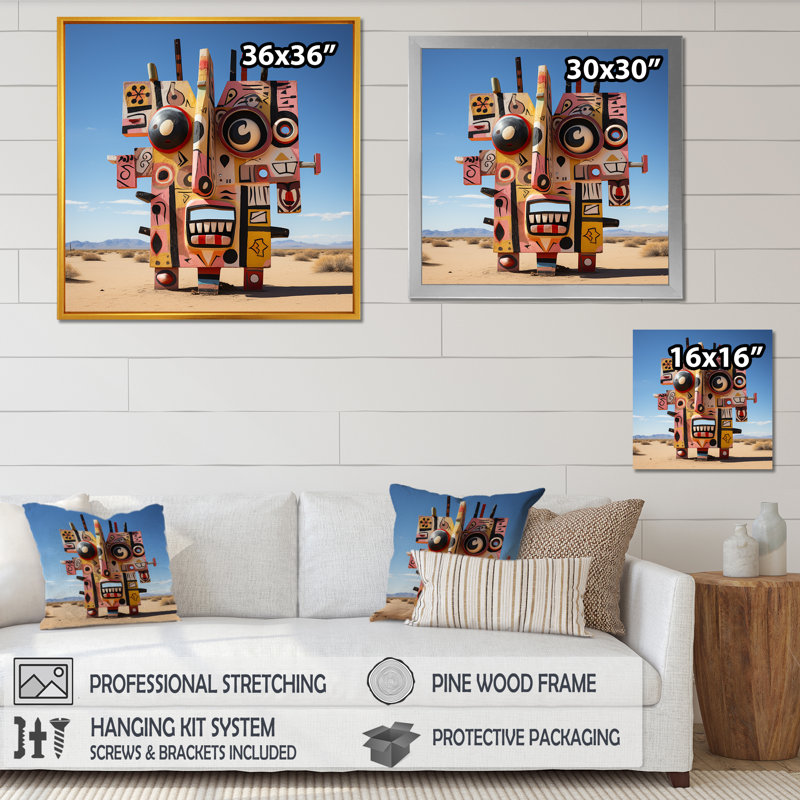 Statue psychédélique mexicain IV - fruits, art mural, Toile tendue, H 16 po x l 16 po x P 1 po