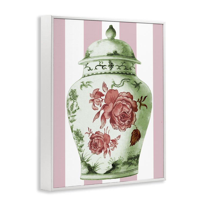 Vase orné classique sur rayures, estampe numérique, design par Lil 'Rue, H 30 po x l 24 po