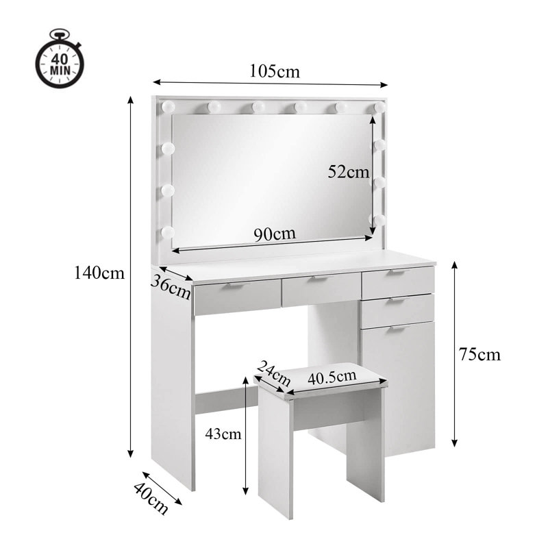 Jethroe Dressing Table with Mirror