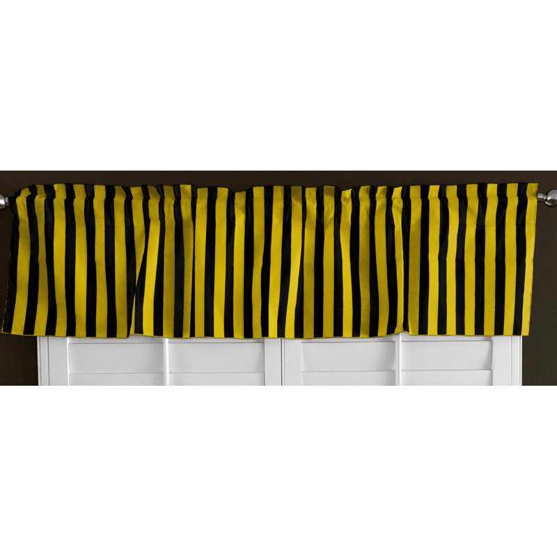 Cantonnière sur mesure en mélange de coton rayé Raice, L 58 po x L 14 po, Jaune / noir