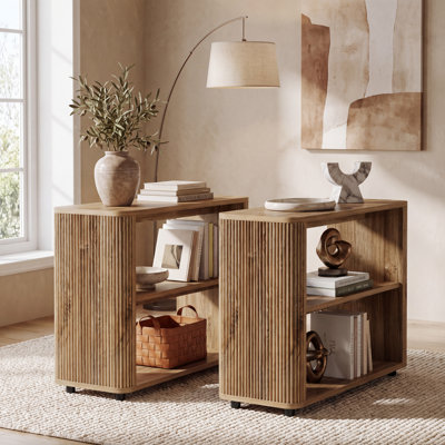 31.5'' Narrow End Table with 2-Tier Shelves