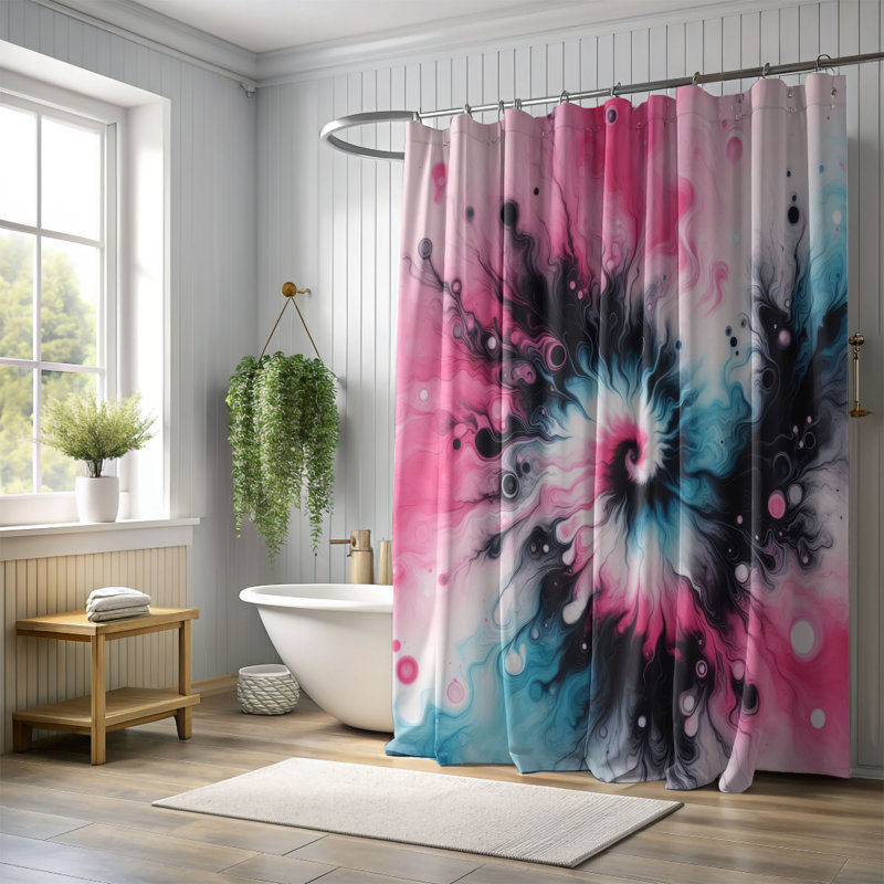 Rideau de douche standard 1 pièce Blush Blue Spiral, H 74 po x l 71 po