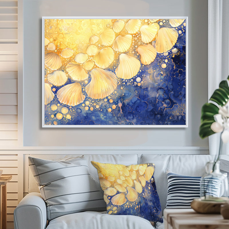 Décoration murale Ethereal Cascade Of Seashells II - Coquillages, H 16 po x l 32 po, Blanc