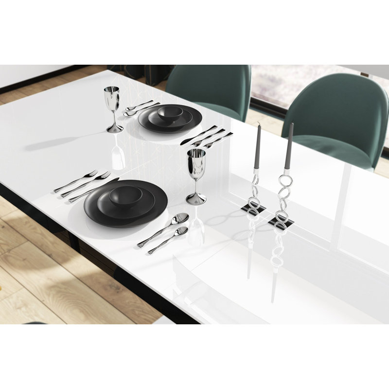 Dayzia Extendable Dining Table, Black/White