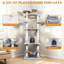 Arbre à chat gris Cy13 - Structure stable avec poteaux et base renforcée, enveloppé pour les égratignures, 3 condos confortables, 2 perchoirs à rebords surélevés, système de divertissement à billes Jinging, installation facile et rapide-158170002