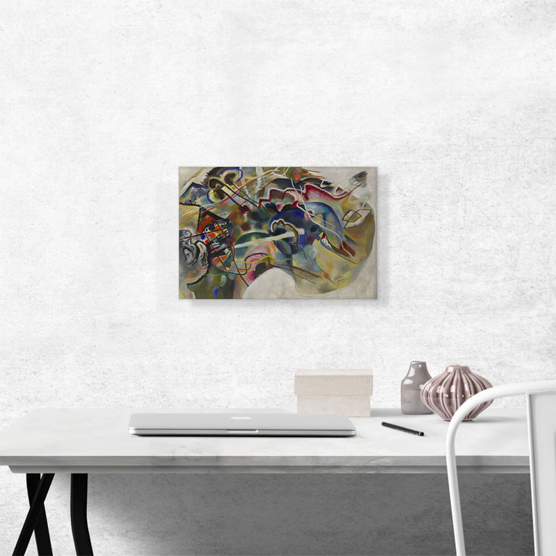Peinture avec bordure blanche 1913 par Wassily Kandinsky - reproduction d'art sur toile tendue, H 12 po x l 18 po x 1,5 po