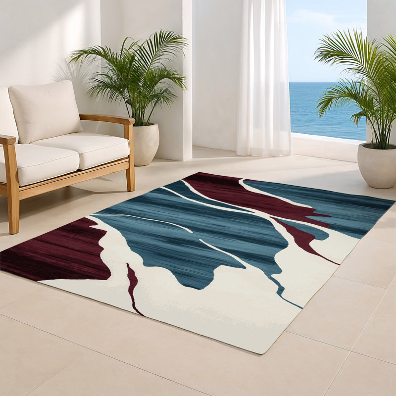 Tapis intérieur et extérieur brun Watercolor, Rectangulaire 2 pi x 3 pi