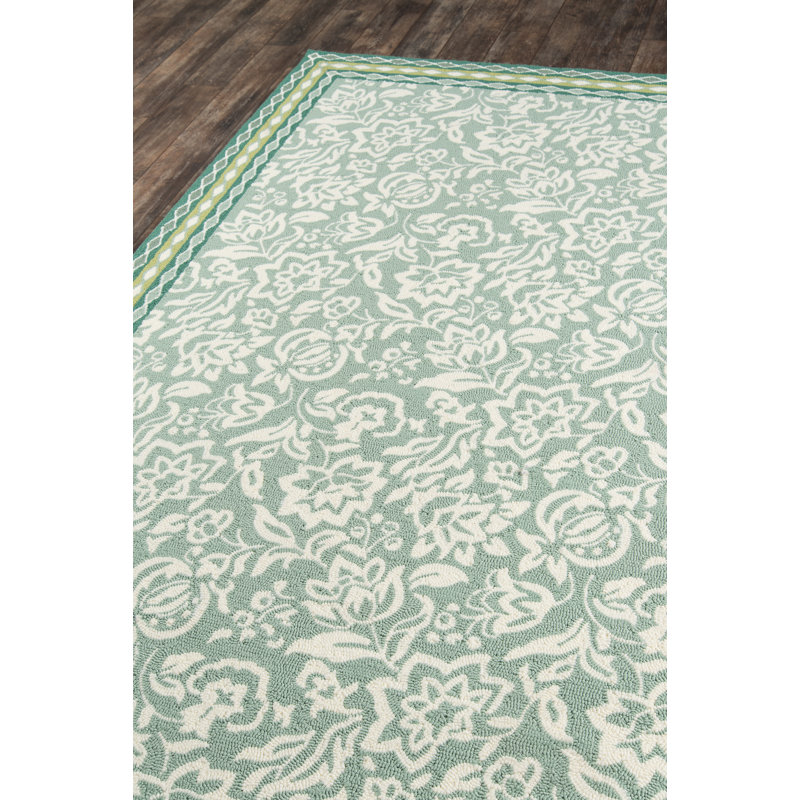 Rhun Floral Area Rug in Green, Rectangle 8' x 10'