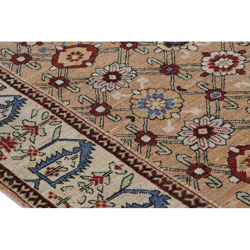 Burano Hand Knotted Wool Floral Area Rug, Rectangle 5' x 8'