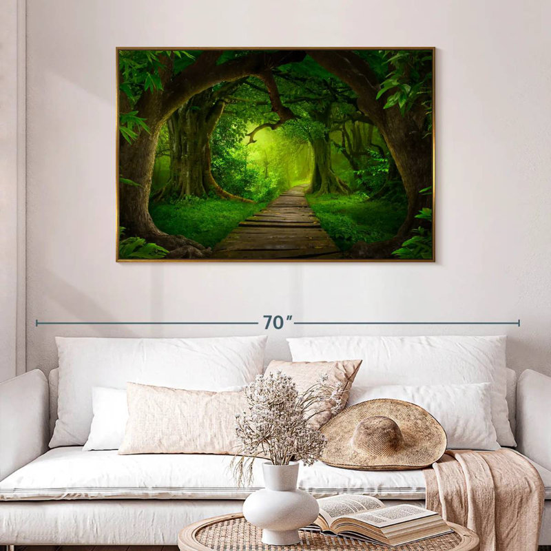 Forêt de fées, 46 po x 31 po, Cadre flottant doré