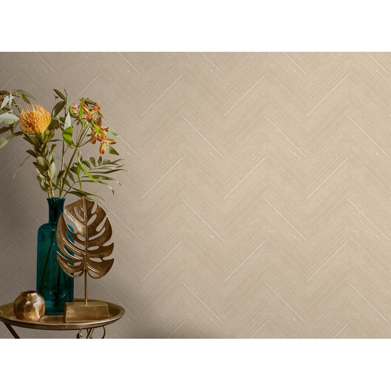 Fallis Harringtone Linen Effect Herringbone 10.05m x 53cm Textured Matte Wallpaper Roll, Brown