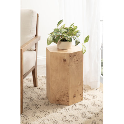 Hexagon Burlwood Side Table