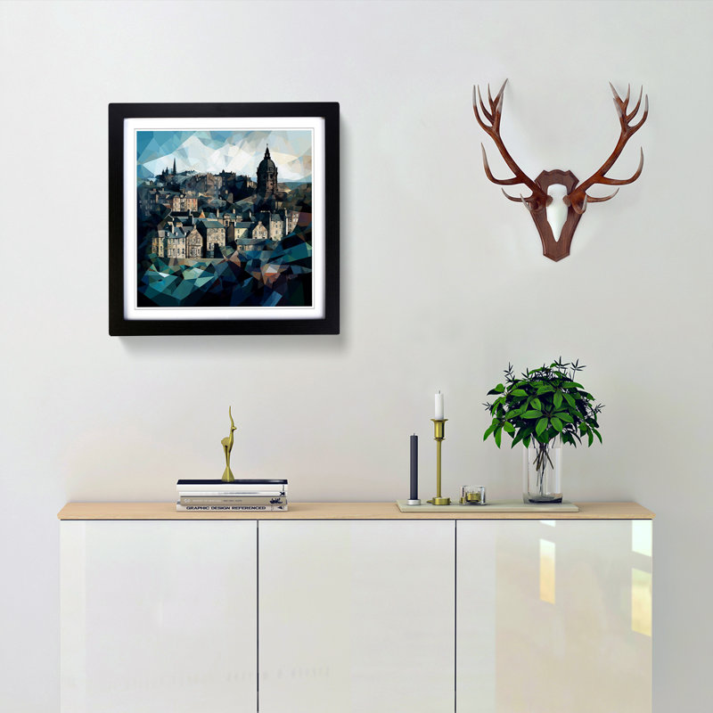 City Of Edinburgh Cubism - Framed Print, Black