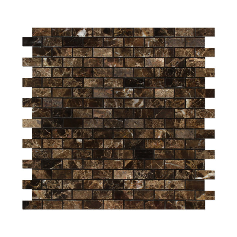 Emperador Dark Marble Brick Joint Mosaic Wall & Floor Tile