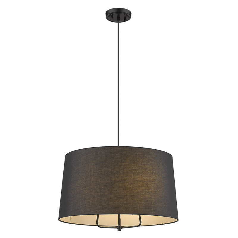 Lustre cylindrique unique / remarquable à 3 lumières Hatch, Noir mat