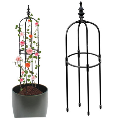 Treillis obélisque en métal robuste pour vignes grimpantes avec structure de support stable pour plantes d'extérieur pour plantes en pot et roses Tour d'assemblage rapide (H 59,06 po)