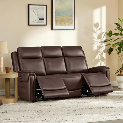 Super Zero-Gravity Genuine Leather Dual Motor 3PC Power Sofa With Power Headrest