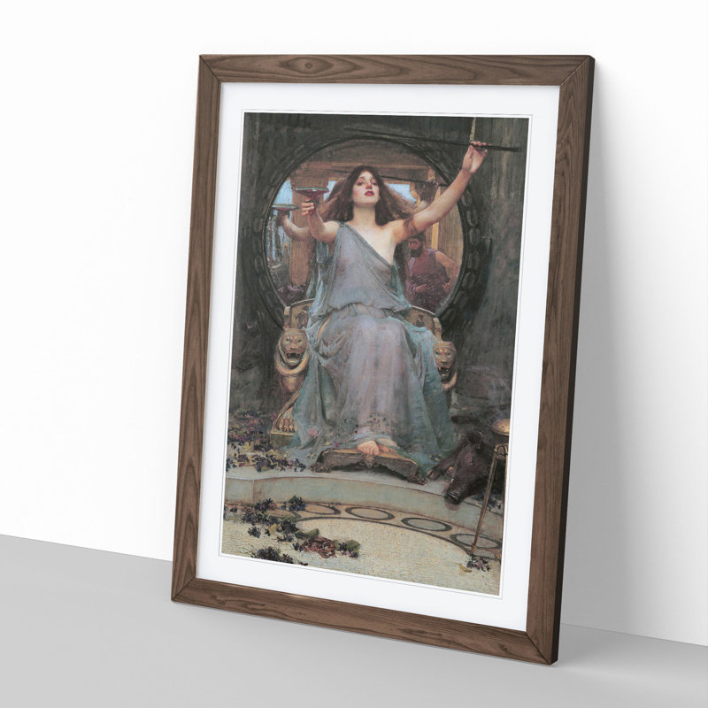 Circe Offering the Cup to Odysseus by John William Waterhouse - Picture Frame Painting on MDF, Walnut Framed
