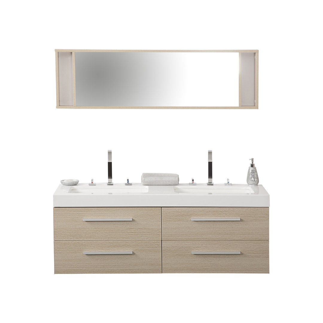 1400mm Wall Mounted Double Sink Vanity Unit