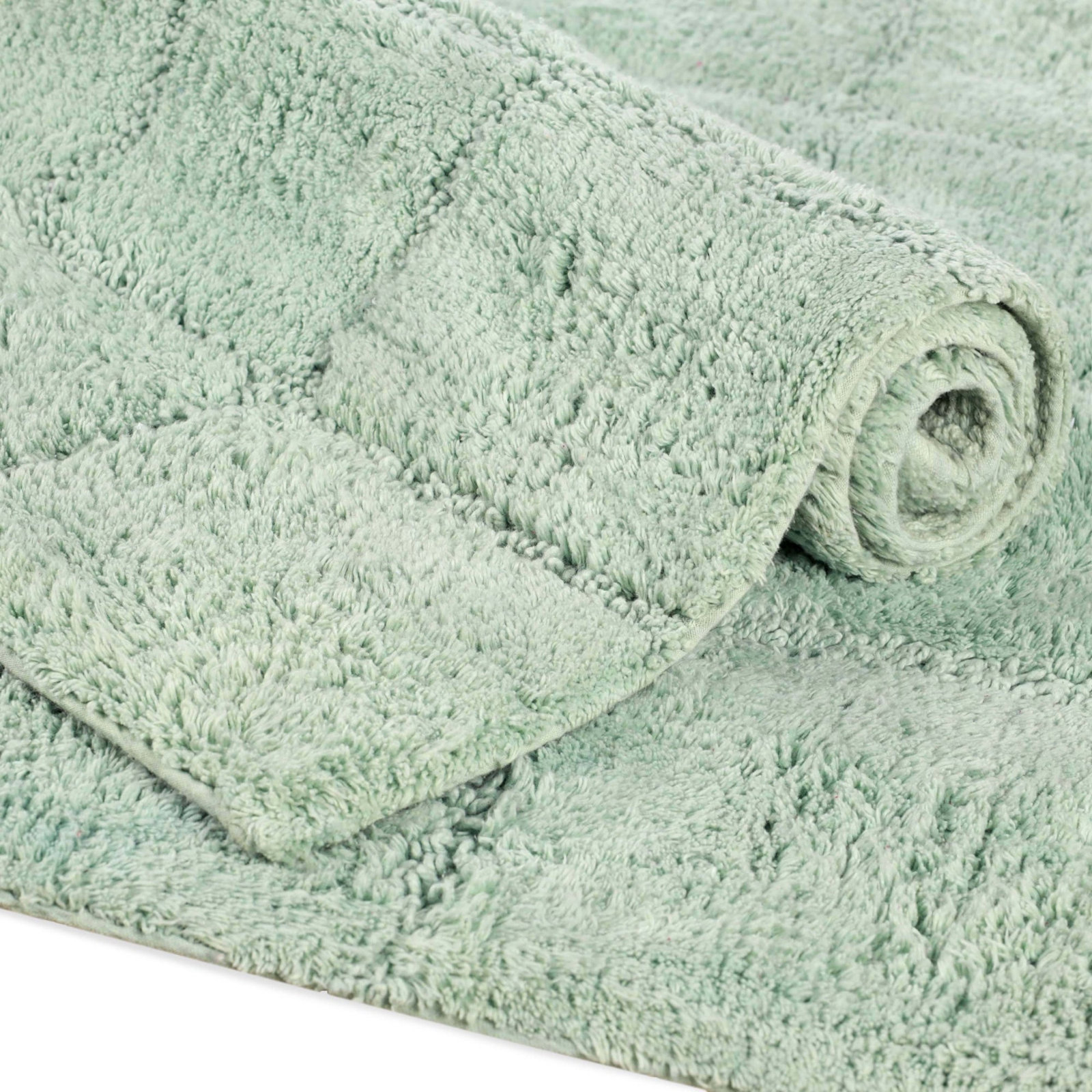 Checkered Cotton Bath Rug, Checkers Sage