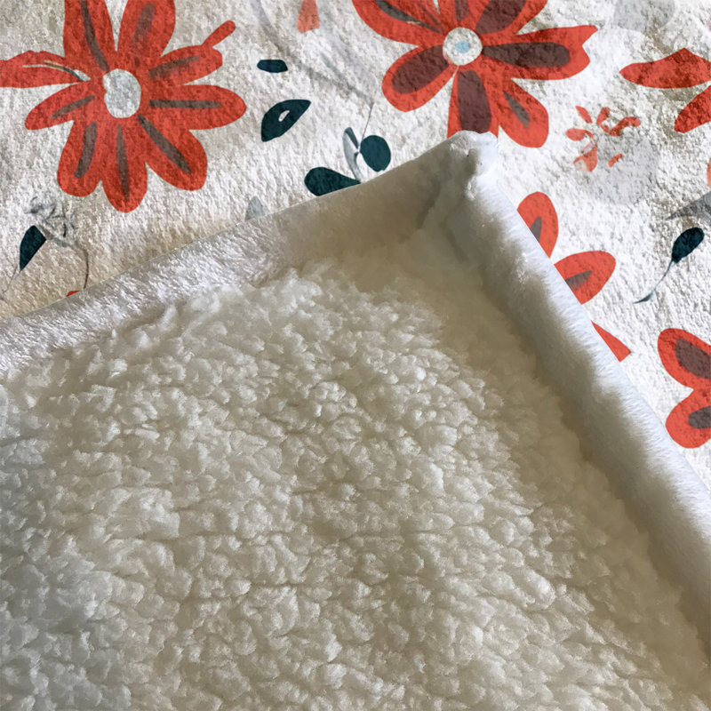Throw Blanket, 51" W x 60" L, Floral/Abstract, Orange/Gray/White