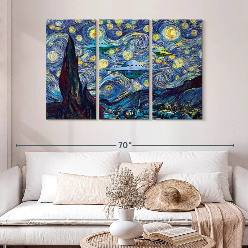 Kelan Alien Invasion Starry Night, 32" H x 50" W