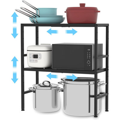 2-tier Expandable Metal Storage Shelves, 150lbs Heavy Duty Shelving Units And Storage,adjustable Utility Organization And Storage Shelf Rack For Kitchen Garage Laundry Bathroom Pantry Warehouse