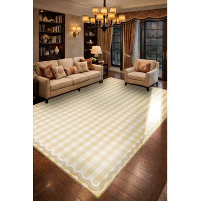 Tapis beige tissé à carreaux Mosso