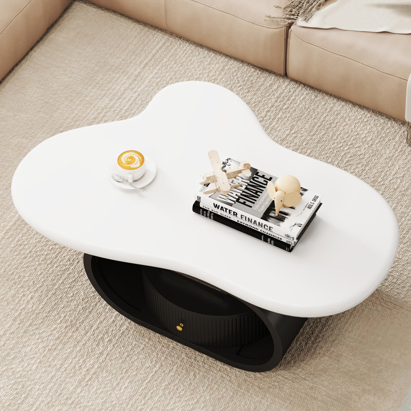 Mosheim Wood Cloud Top Coffee Table, Clear/White, 15.94"H x 39.37"L x 27.55W