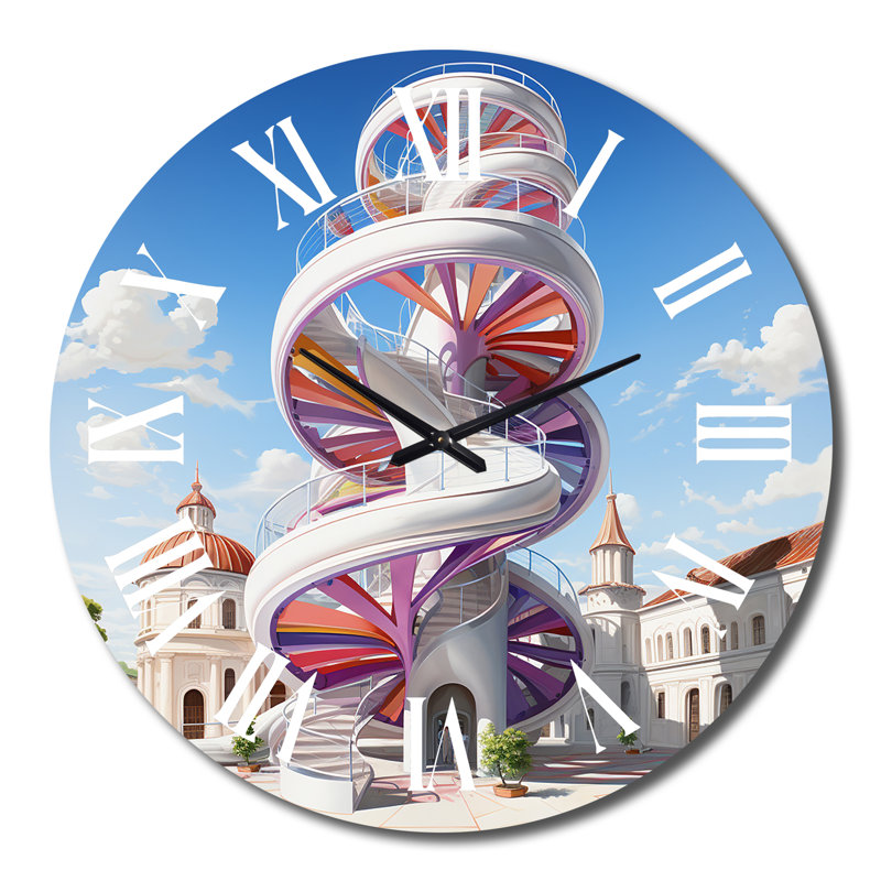 Escalier architectural en spirale - Horloge murale architecture futuriste, Grand