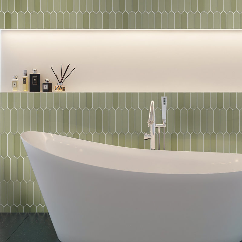 Piquet 2 in. x 10 in. Matte Ceramic Tile, Moss Green