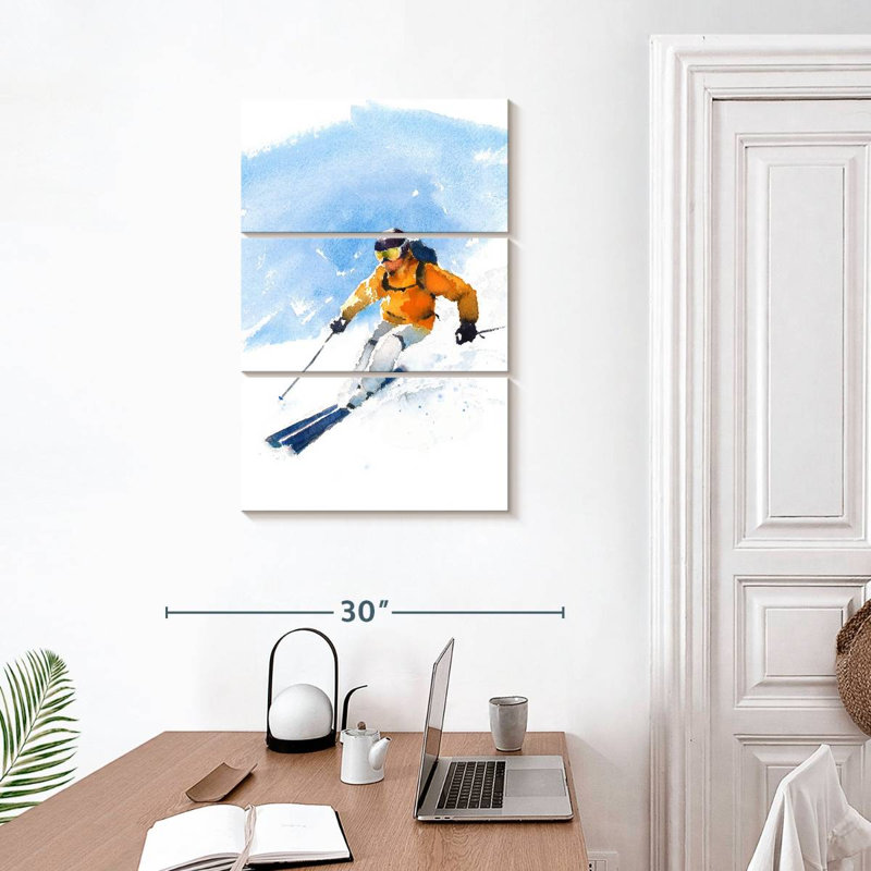 Sirci, skieur en action, H 32 po x l 20 po
