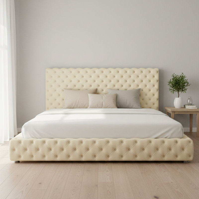Upholstered Bed, Cream, Kingsize (5')