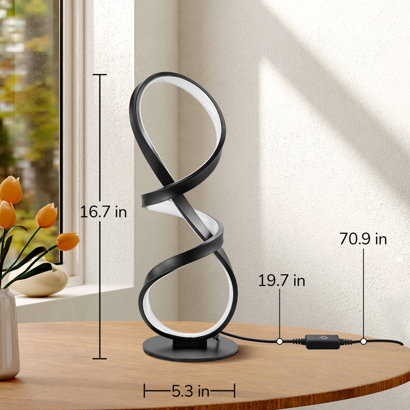 Brecklyn 16.7" H Metal LED Table Lamp, Black