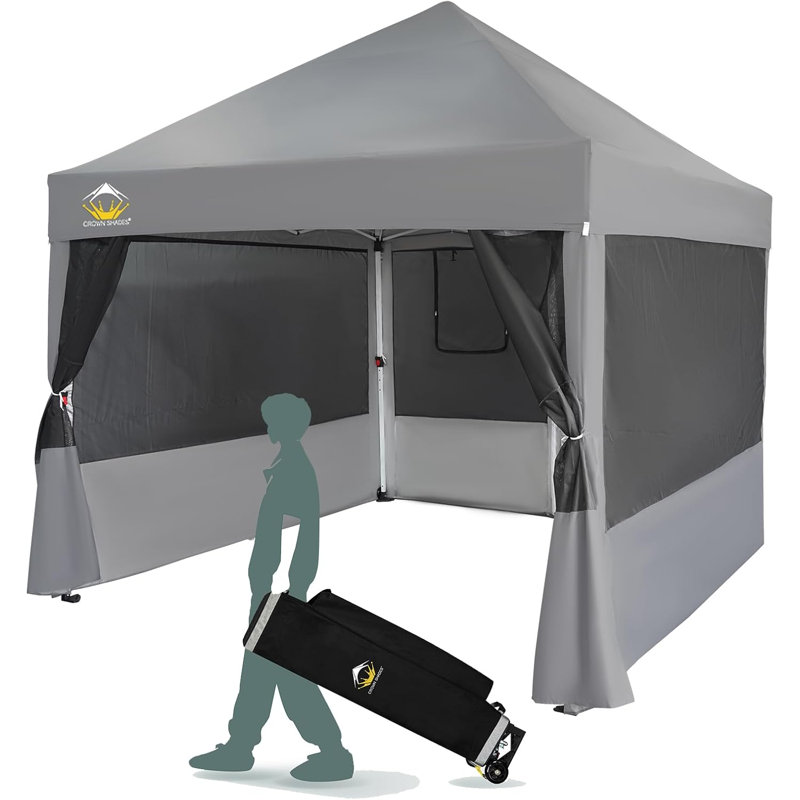 Commercial 10 Ft. W x 10 Ft. D Pop Up Canopy Instant Tent with 4 Mosquito Netting Gray, Gray
