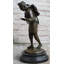 Statue art déco en bronze à base de marbre, écolier chinois