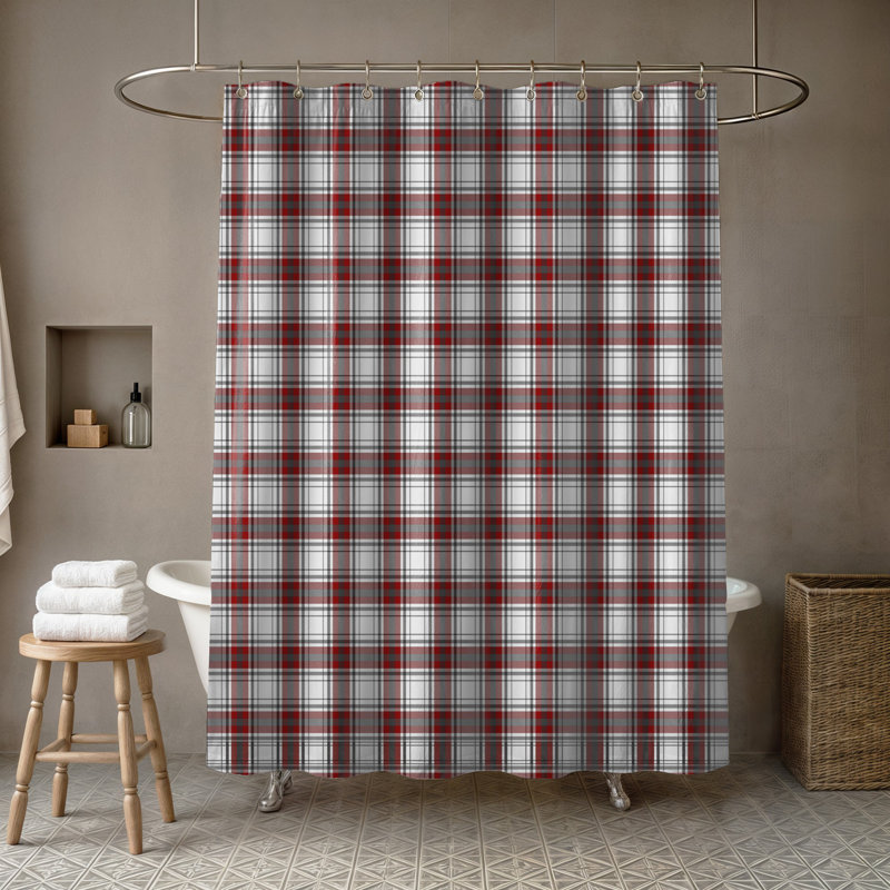 Ensemble de rideau de douche à motif écossais 13 pièces + crochets Aagna