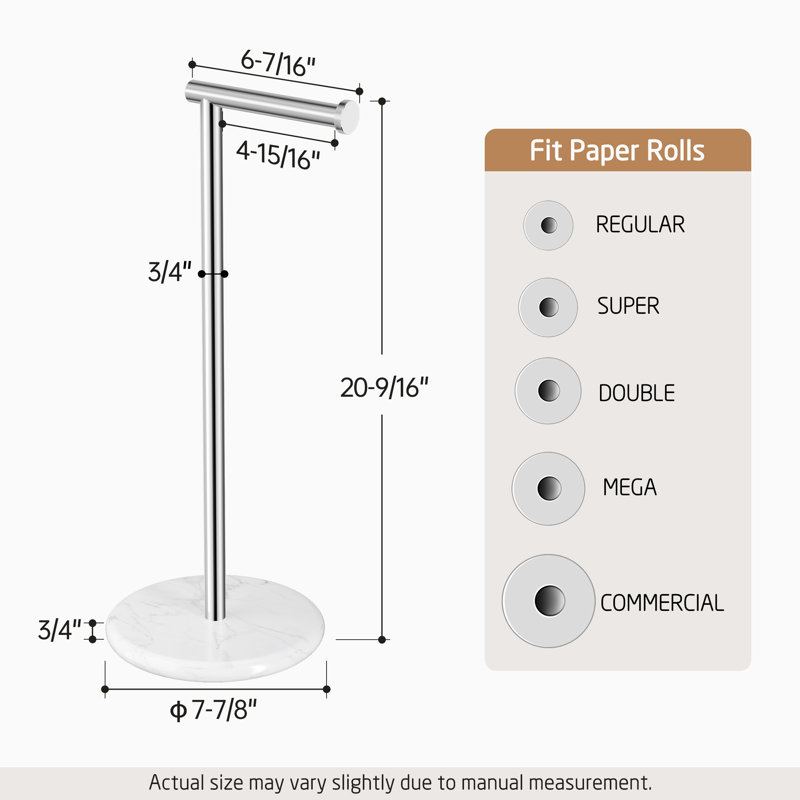 Porte-papier hygiénique sur pied KES en acier inoxydable SUS304, Chrome poli